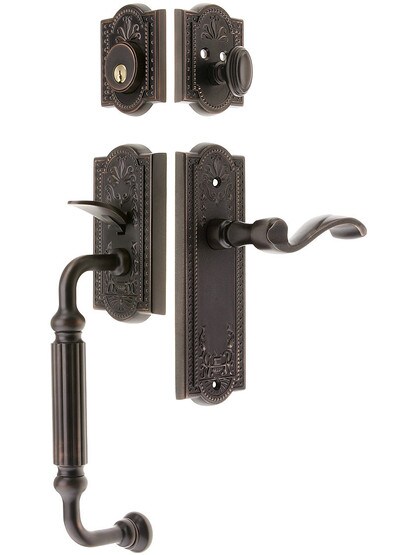 Parthenon Entry Lock Set in Oil-Rubbed Bronze Finish with Left-Handed Portofino Lever and